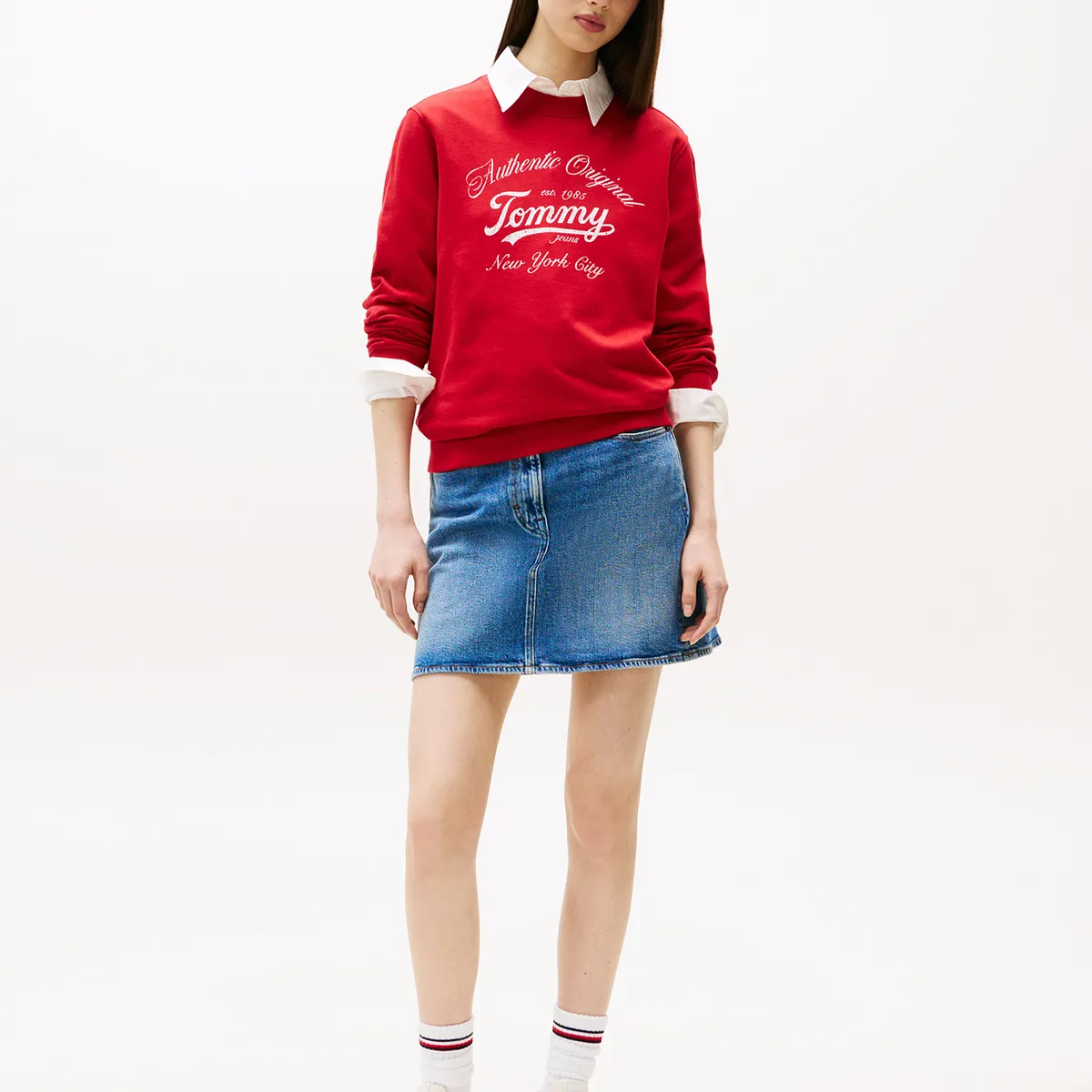 TOMMY HILFIGER - Polerón Essential Con Logo Rojo Tommy Jeans