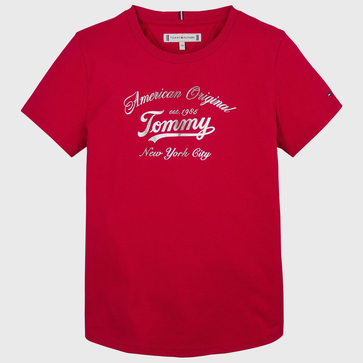 TOMMY HILFIGER - Polera Script Logo Metalizado Rojo Tommy Hilfiger