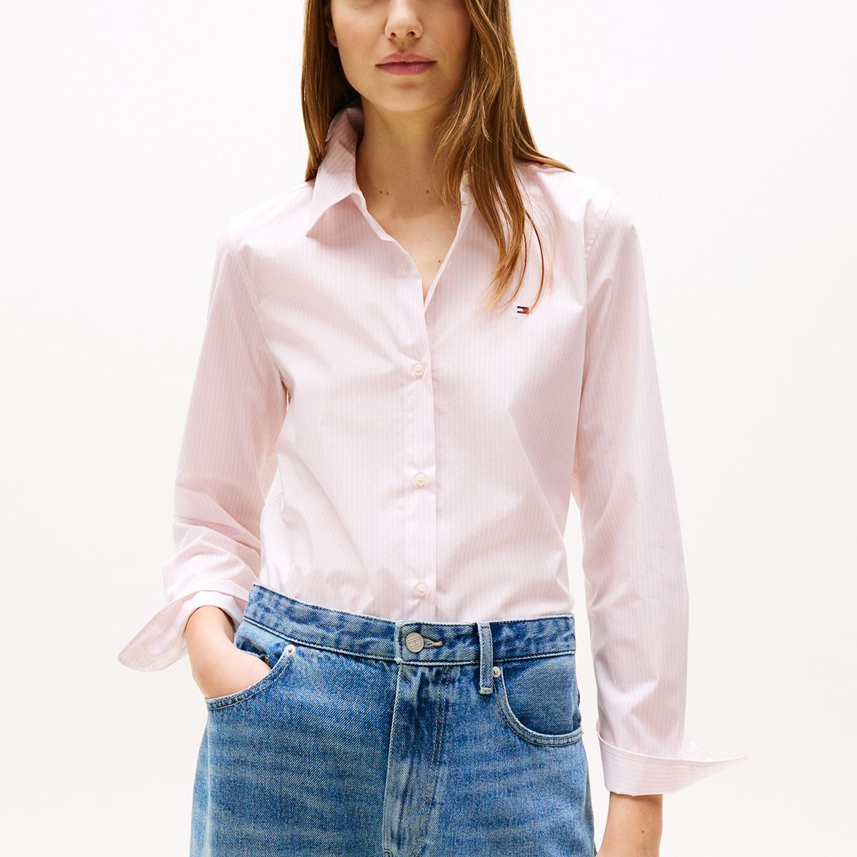 TOMMY HILFIGER - Camisa A Rayas De Corte Regular Rosado Tommy Hilfiger