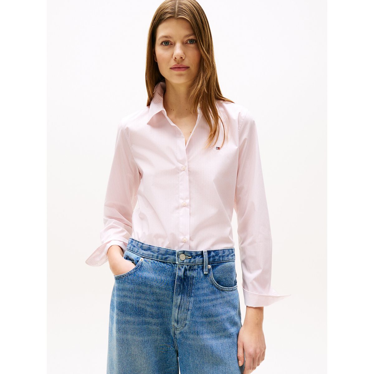 TOMMY HILFIGER - Camisa A Rayas De Corte Regular Rosado Tommy Hilfiger