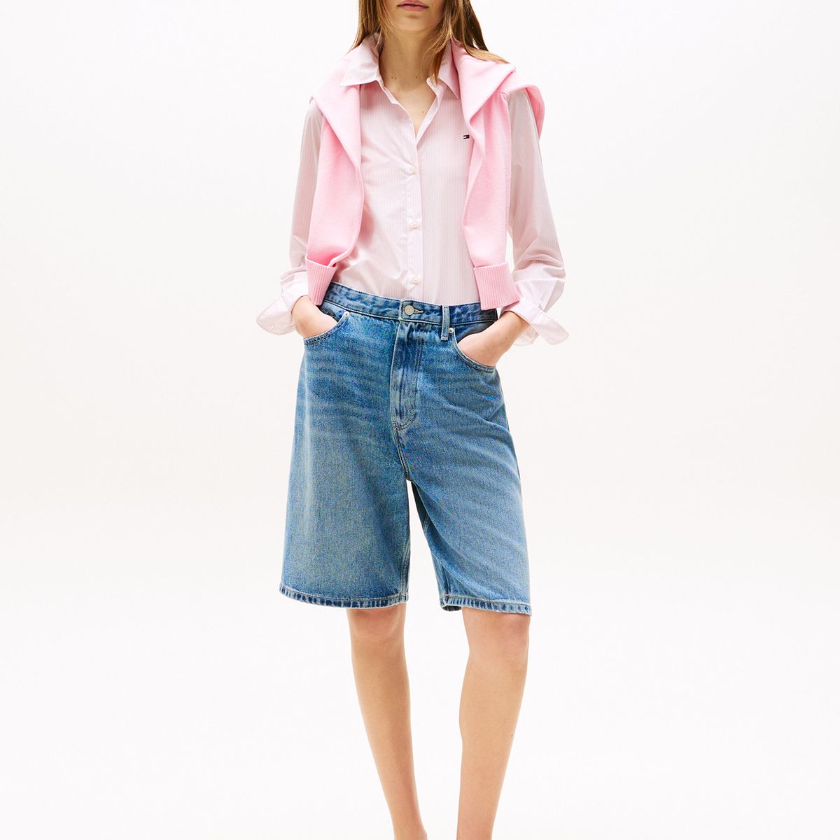 TOMMY HILFIGER - Camisa A Rayas De Corte Regular Rosado Tommy Hilfiger