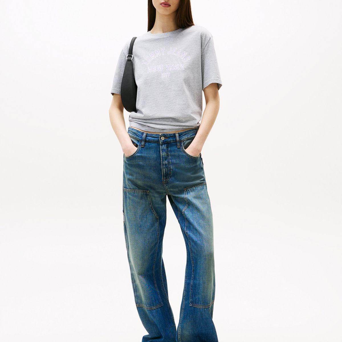 TOMMY HILFIGER - Polera Varsity Relaxed Fit Gris Tommy Jeans