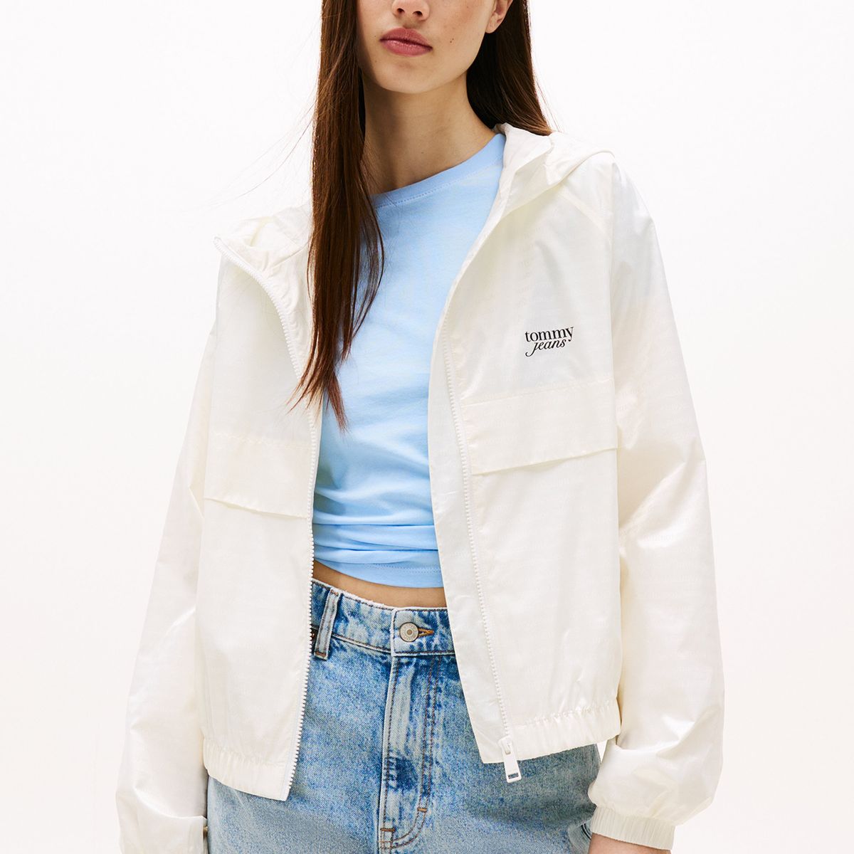 TOMMY HILFIGER - Cortavientos Jacquard Repelente Al Agua Blanco Tommy Jeans