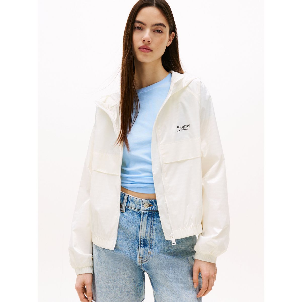 TOMMY HILFIGER - Cortavientos Jacquard Repelente Al Agua Blanco Tommy Jeans