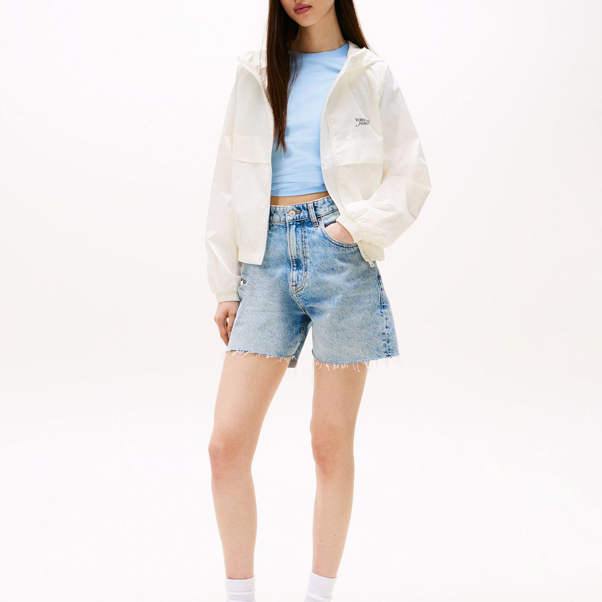 TOMMY HILFIGER - Cortavientos Jacquard Repelente Al Agua Blanco Tommy Jeans