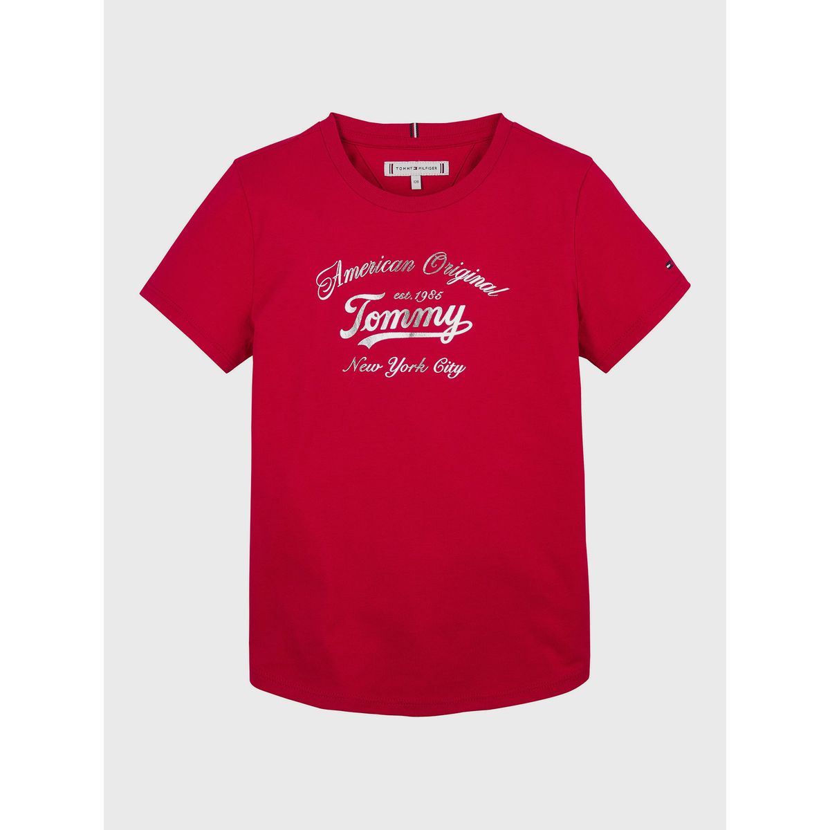 TOMMY HILFIGER - Polera Script Logo Metalizado Rojo Tommy Hilfiger