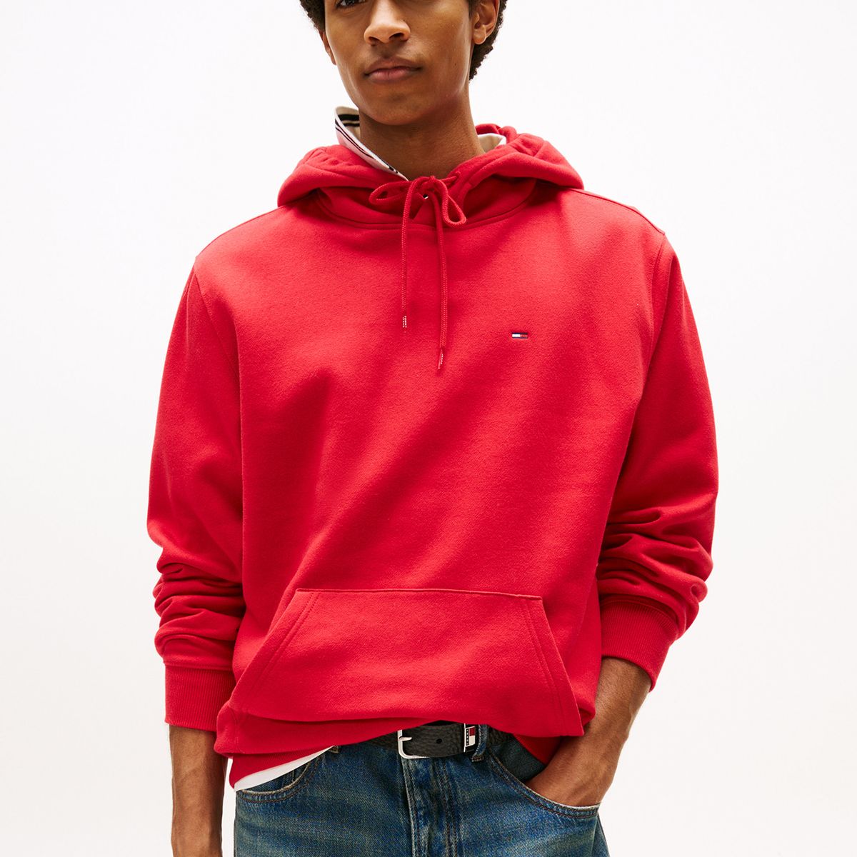 TOMMY HILFIGER - Polerón Hoodie Solid Con Logo Rojo Tommy Jeans