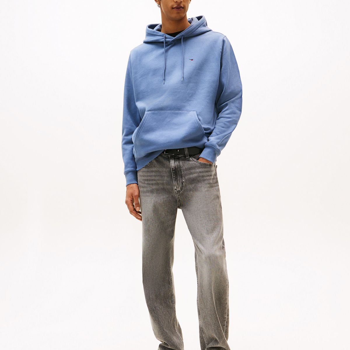 TOMMY HILFIGER - Polerón Hoodie Solid Con Logo Celeste Tommy Jeans