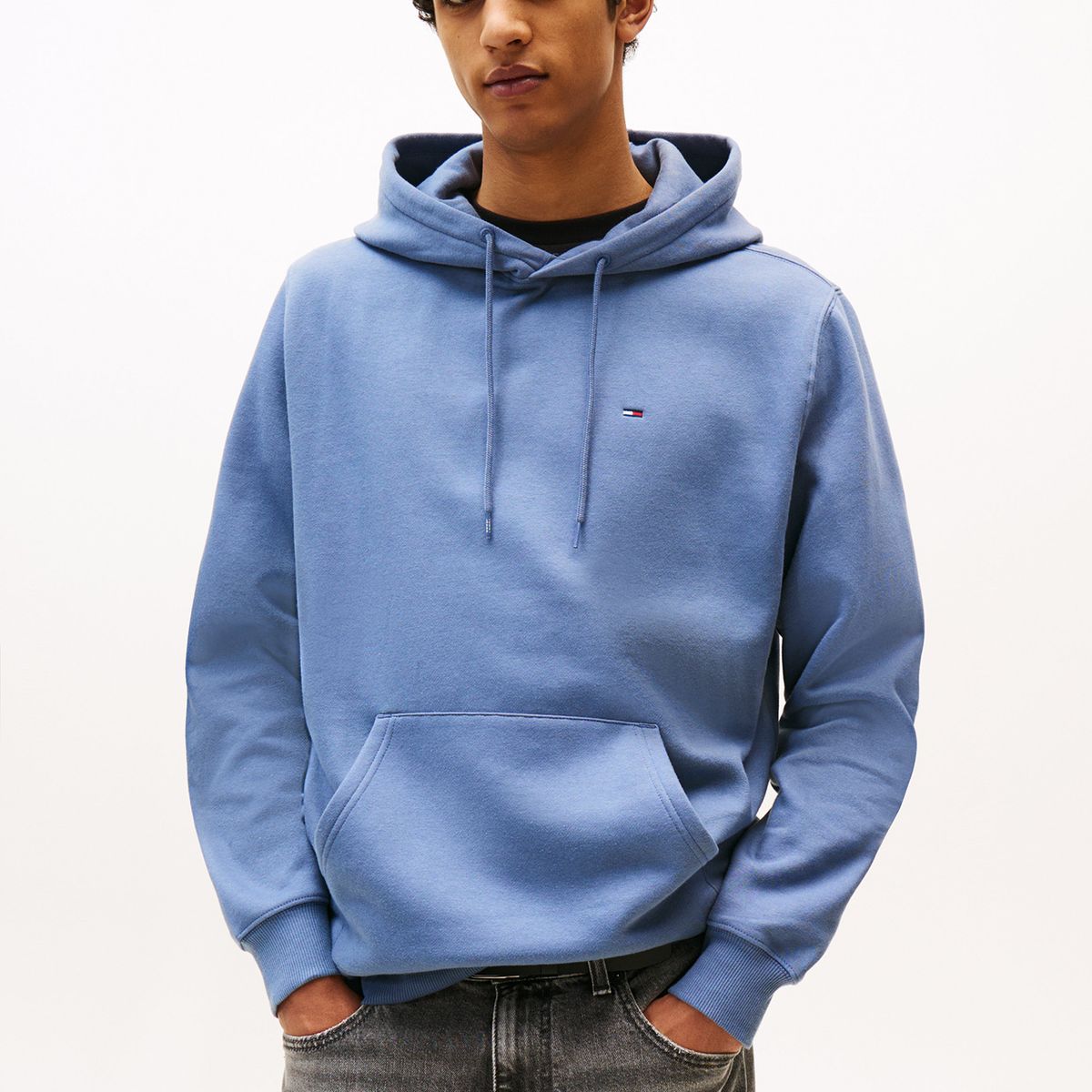 TOMMY HILFIGER - Polerón Hoodie Solid Con Logo Celeste Tommy Jeans