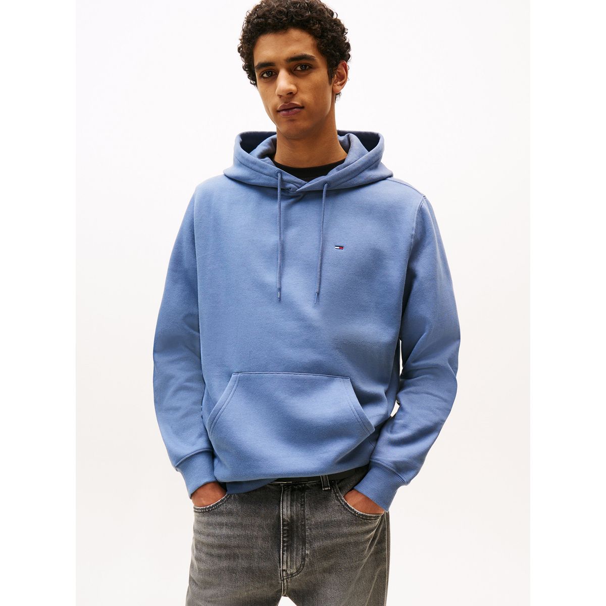 TOMMY HILFIGER - Polerón Hoodie Solid Con Logo Celeste Tommy Jeans