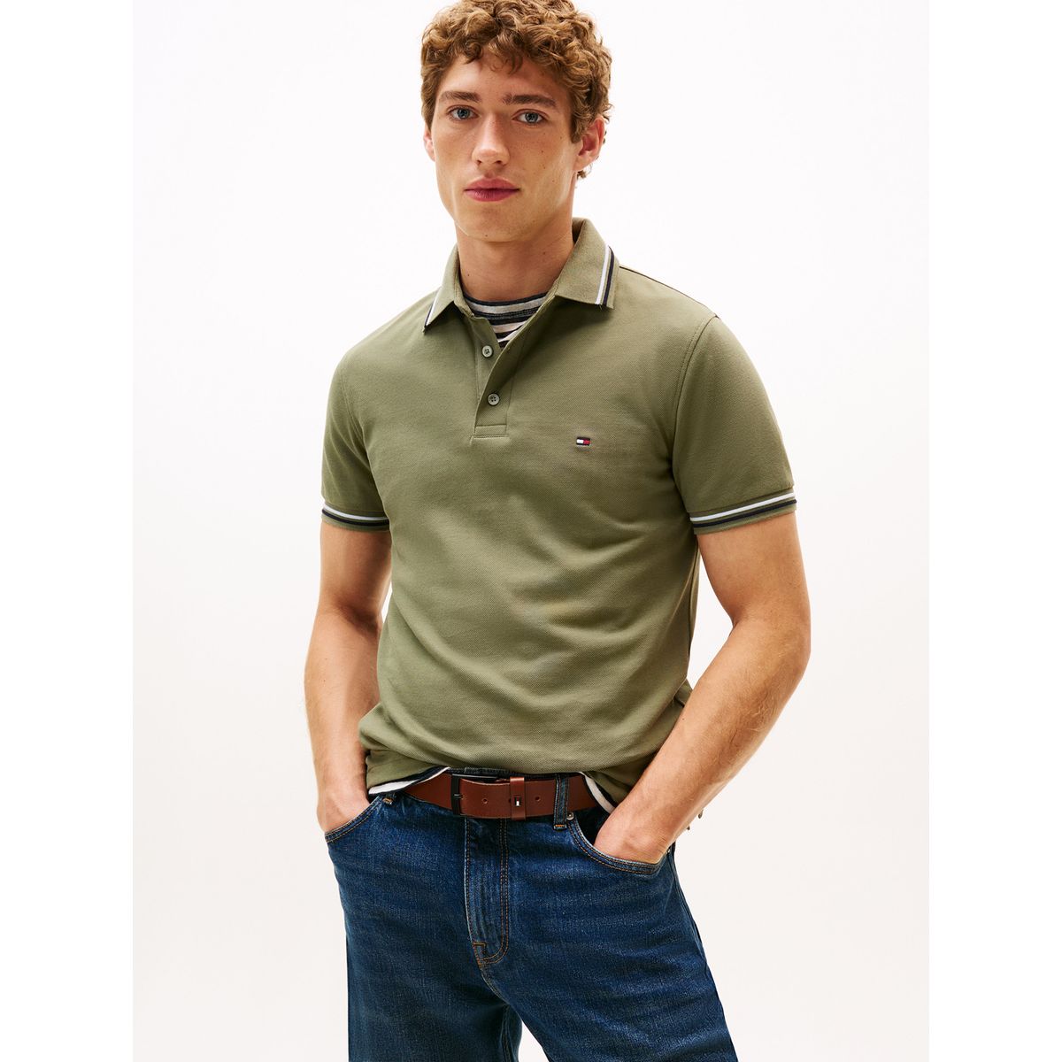 TOMMY HILFIGER - Polo Seasonal Ribeteado Slim Fit Verde Tommy Hilfiger