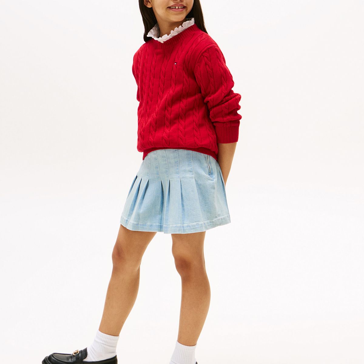 TOMMY HILFIGER - Falda Denim Plisada Celeste Tommy Hilfiger