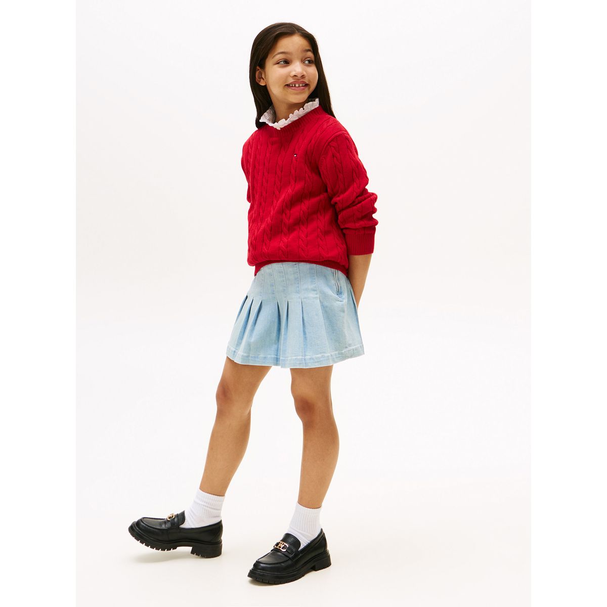 TOMMY HILFIGER - Falda Denim Plisada Celeste Tommy Hilfiger