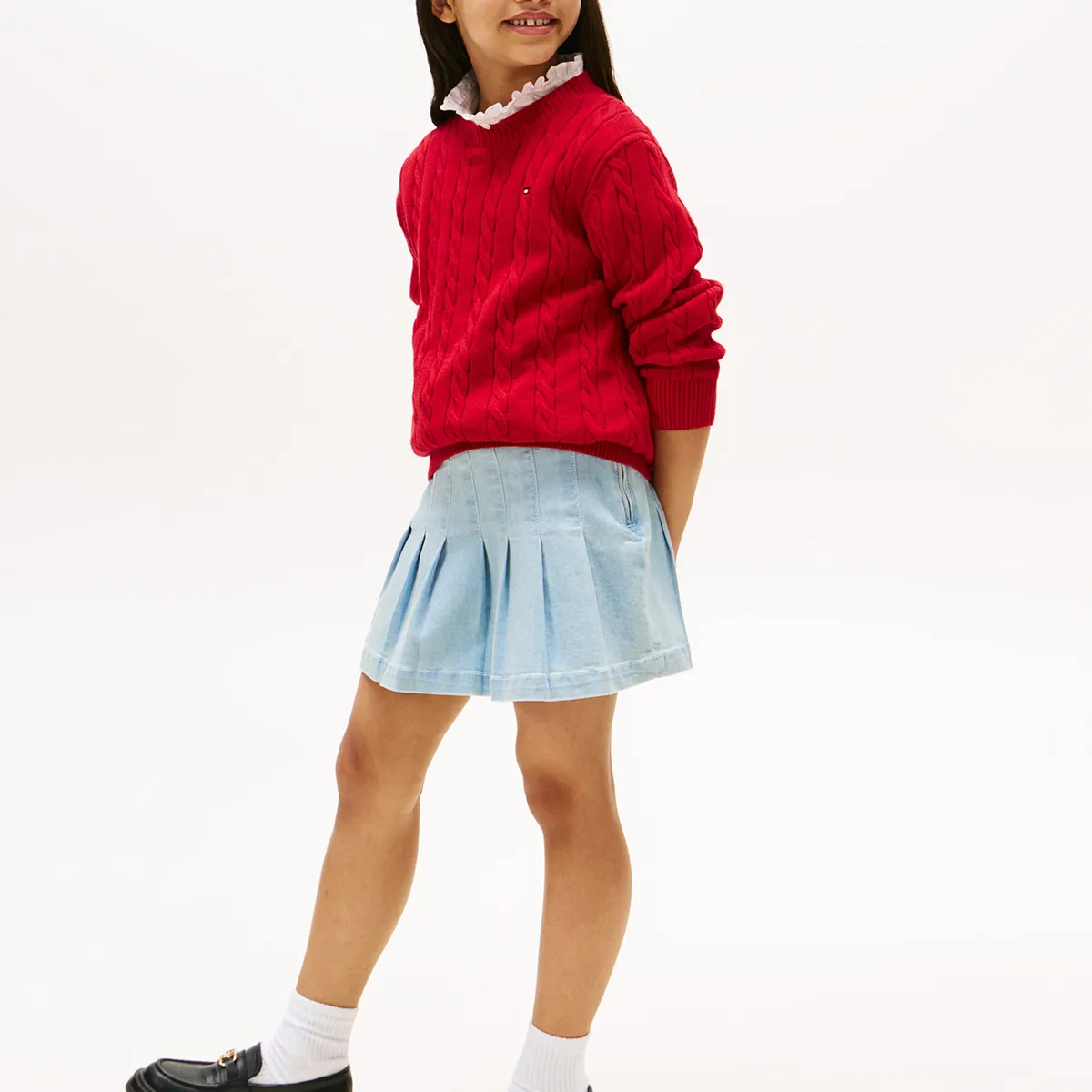 TOMMY HILFIGER - Falda Denim Plisada Celeste Tommy Hilfiger