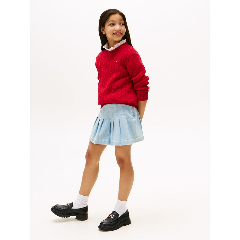 TOMMY HILFIGER - Falda Denim Plisada Celeste Tommy Hilfiger