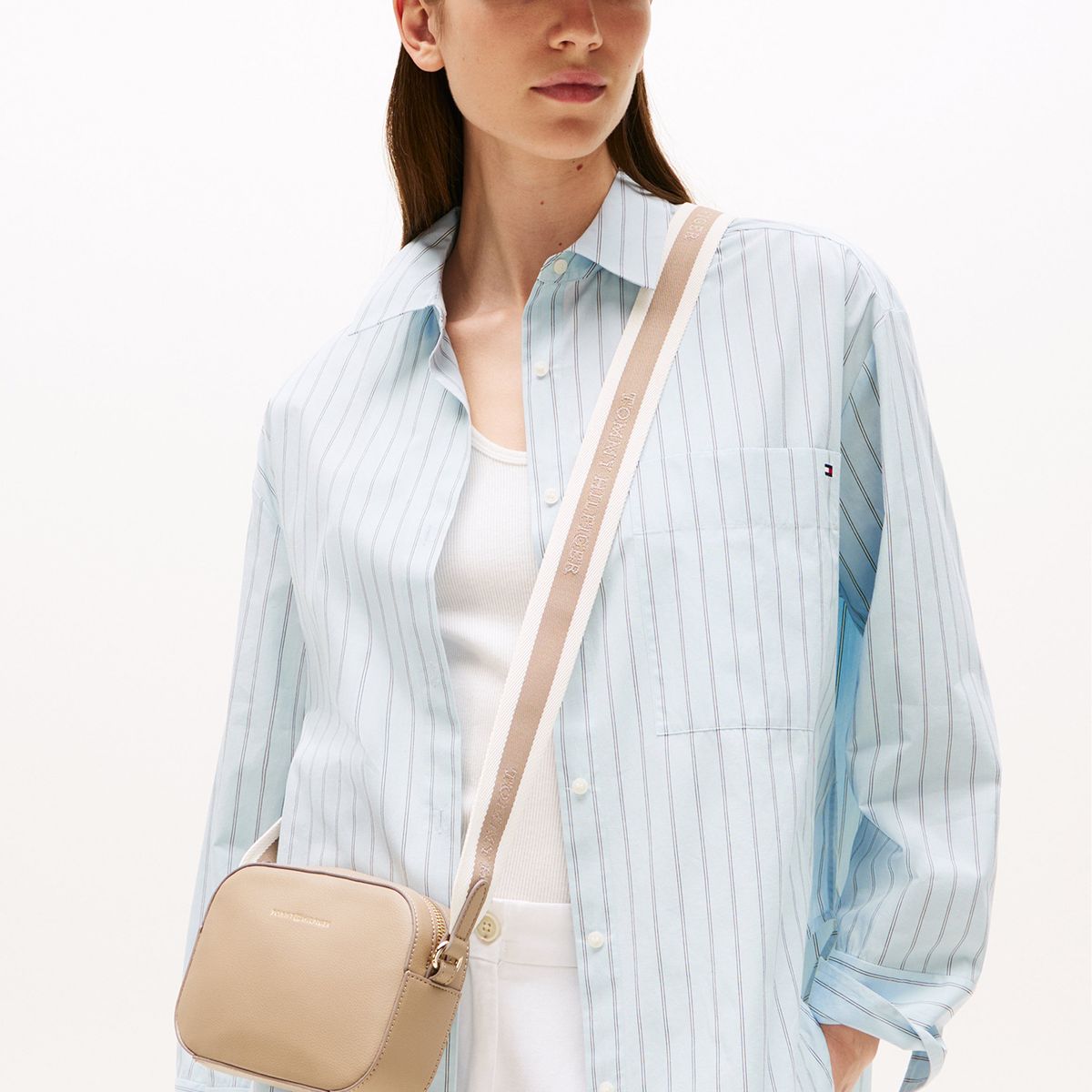 TOMMY HILFIGER - Bandolera Con Logo Webbing Beige Tommy Hilfiger