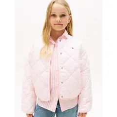 TOMMY HILFIGER - Chaqueta Quiletd Con Logo Bordado Rosado