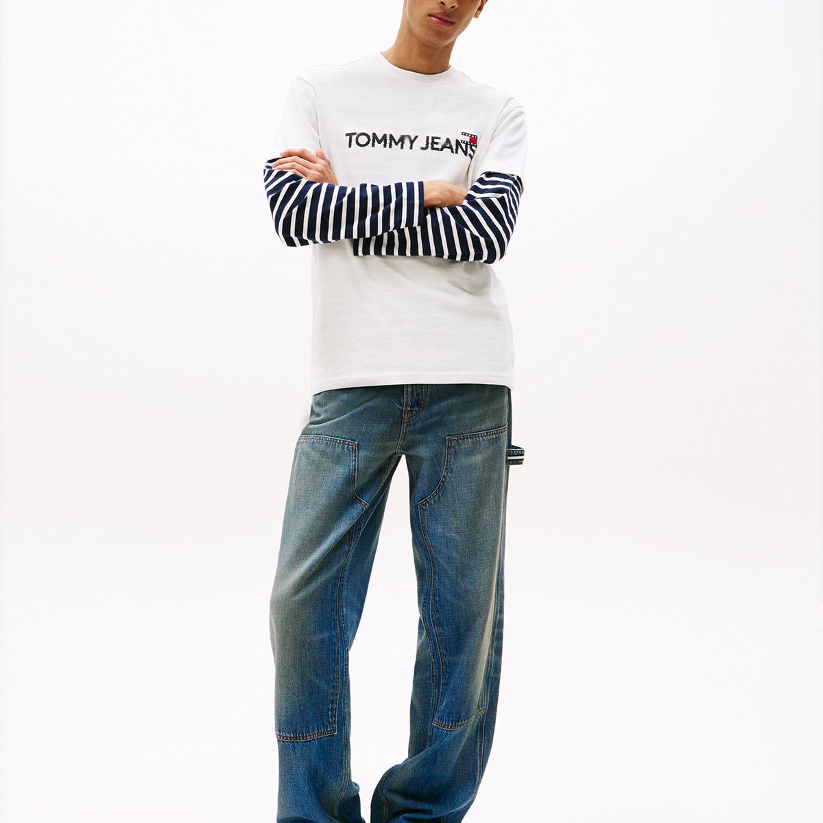 TOMMY HILFIGER - Polera Con Logo De Parche Blanco Tommy Jeans