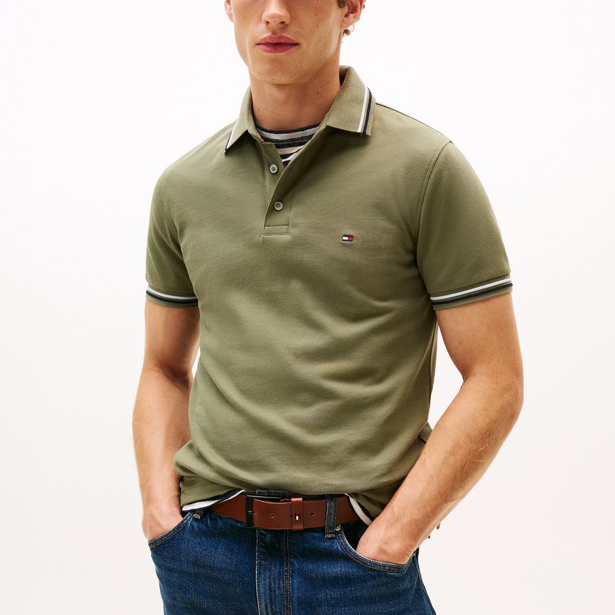 TOMMY HILFIGER - Polo Seasonal Ribeteado Slim Fit Verde Tommy Hilfiger