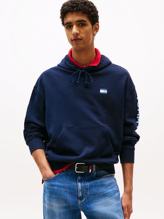 Polerón Hoodie Cropped Con Logo Azul Tommy Jeans · Azul