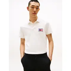 TOMMY HILFIGER - Polo Flag Con Logo Regular Fit Blanco