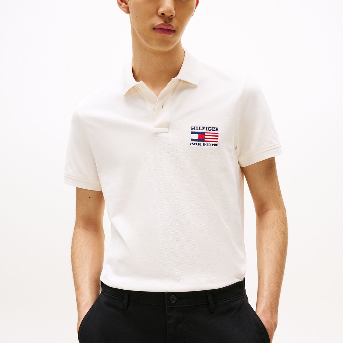 TOMMY HILFIGER - Polo Flag Con Logo Regular Fit Blanco Tommy Hilfiger
