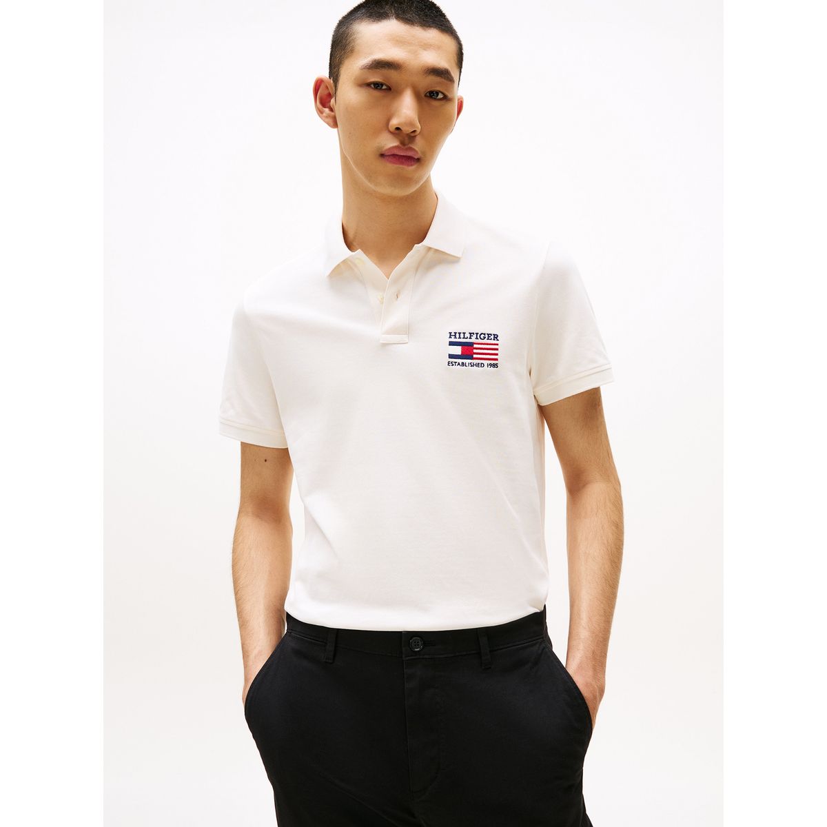 TOMMY HILFIGER - Polo Flag Con Logo Regular Fit Blanco Tommy Hilfiger