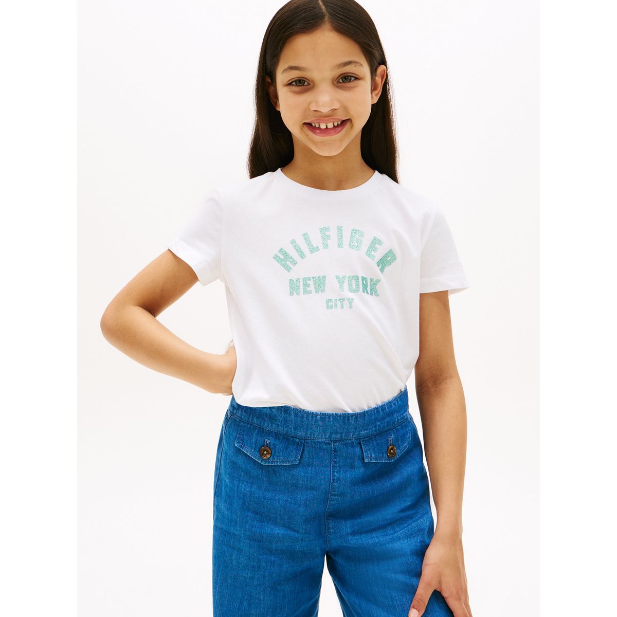 TOMMY HILFIGER - Polera Con Logo Nyc Curvo Blanco Tommy Hilfiger