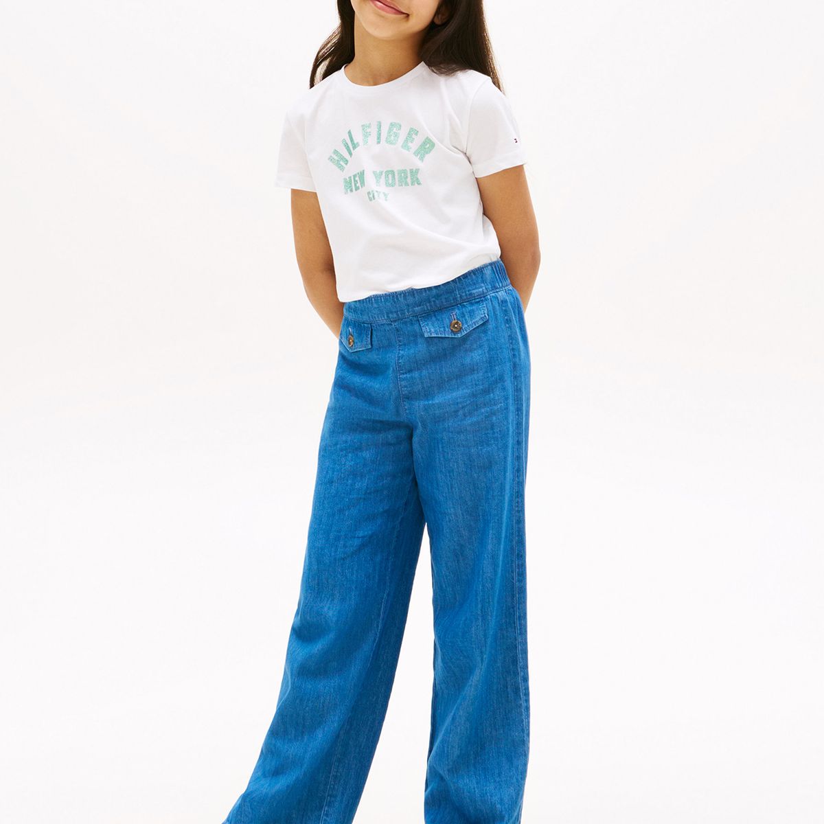 TOMMY HILFIGER - Polera Con Logo Nyc Curvo Blanco Tommy Hilfiger