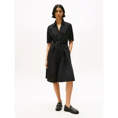 TOMMY HILFIGER - Vestido Camisero En Lino Negro