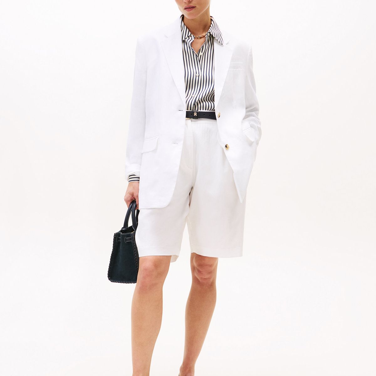 TOMMY HILFIGER - Blazer De Lino Relaxed Fit Blanco Tommy Hilfiger