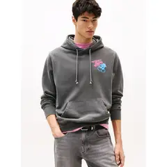TOMMY HILFIGER - Polerón Hoodie Logo Gráfico Trasero Negro Tommy Jeans