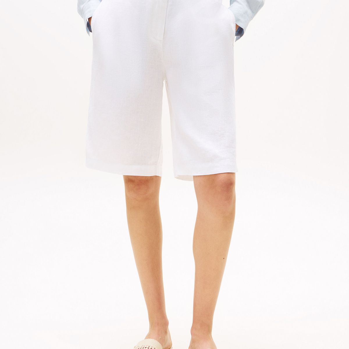 TOMMY HILFIGER - Bermuda En Mezcla De Lino Blanco Tommy Hilfiger