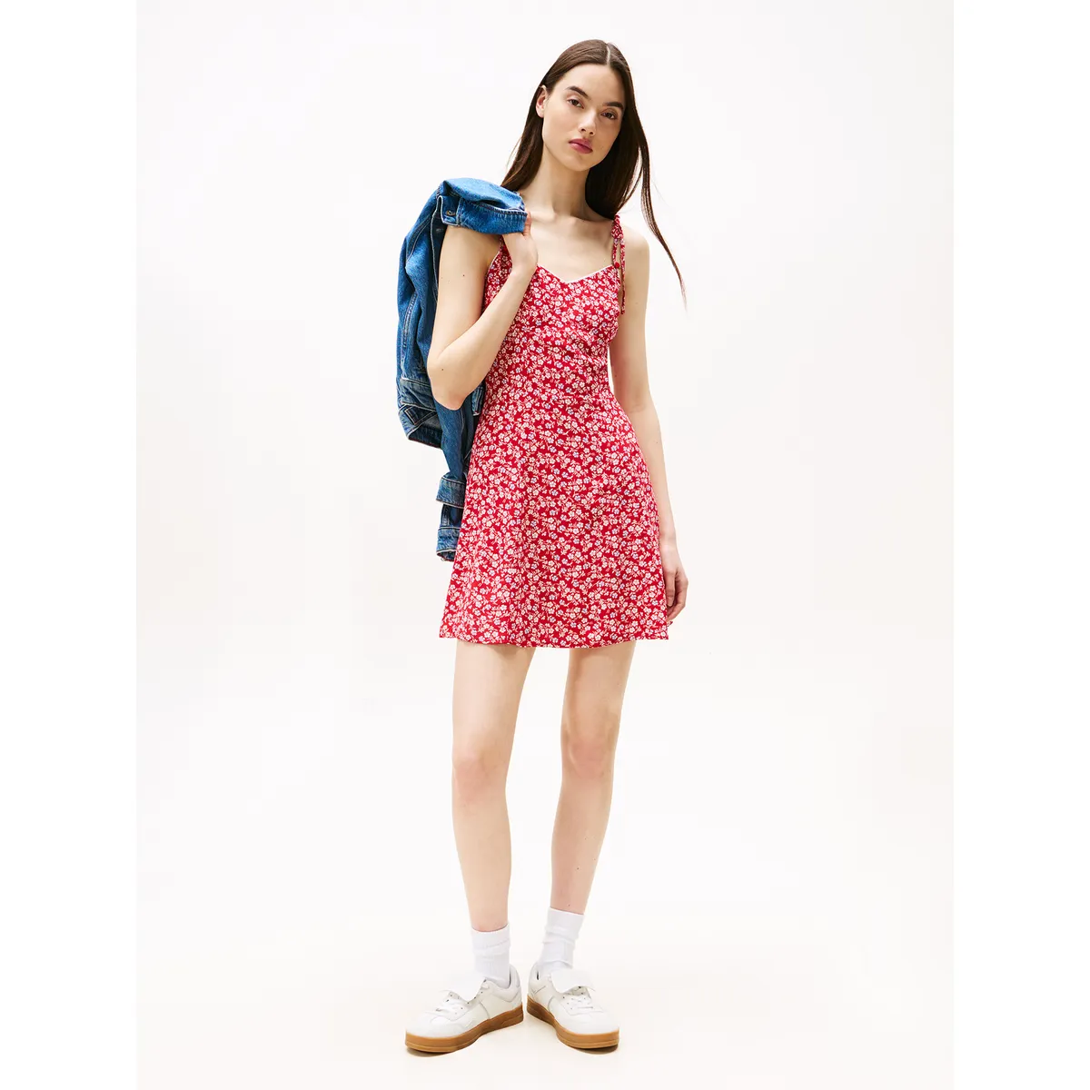 TOMMY HILFIGER - Vestido Extra Slim De Corte Evasé Rojo Tommy Jeans