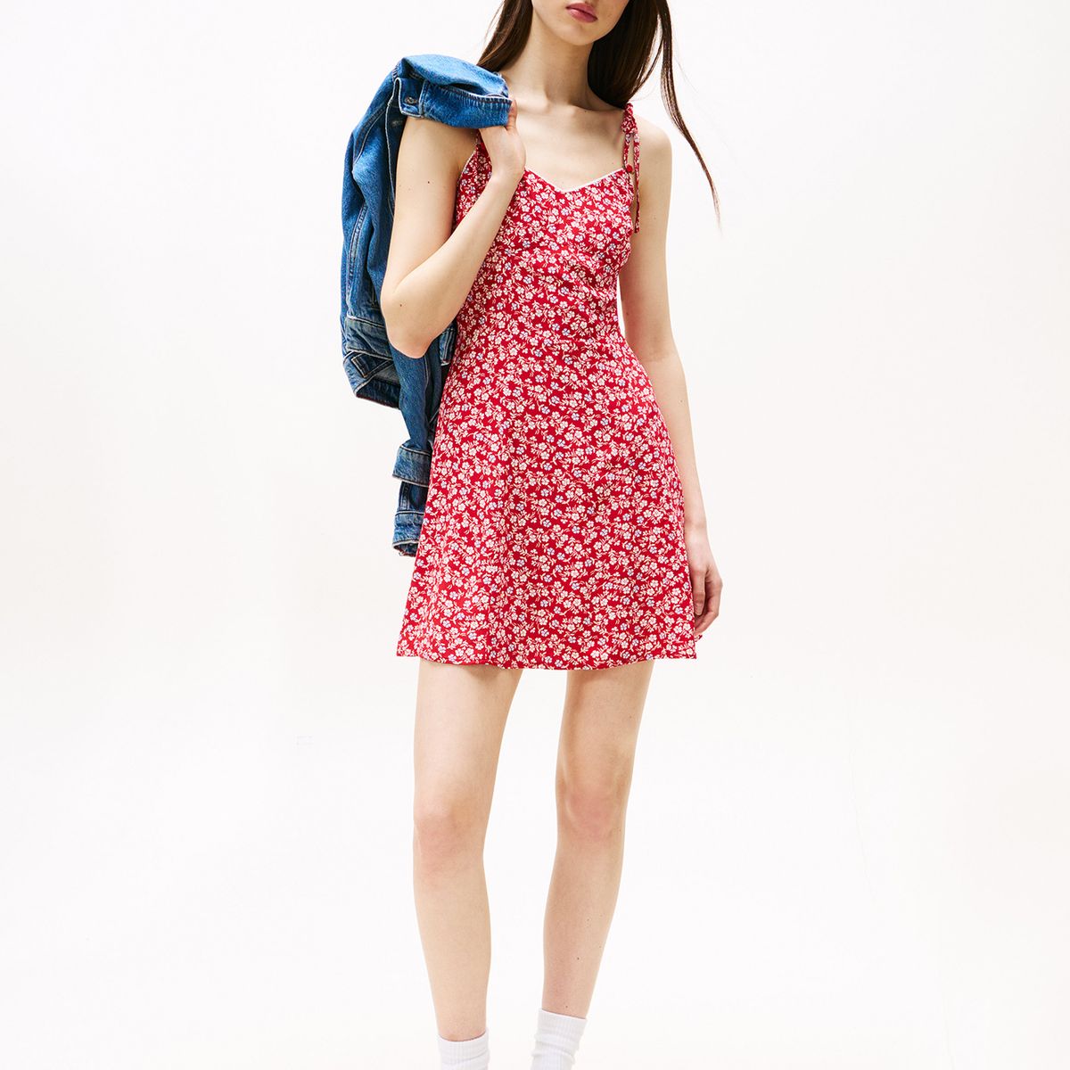 TOMMY HILFIGER - Vestido Extra Slim De Corte Evasé Rojo Tommy Jeans