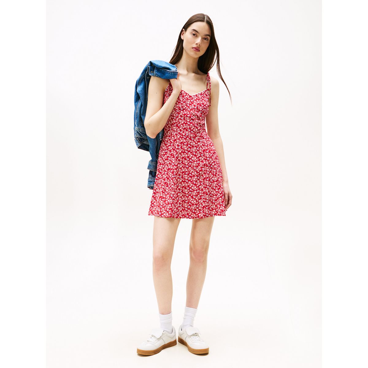 TOMMY HILFIGER - Vestido Extra Slim De Corte Evasé Rojo Tommy Jeans