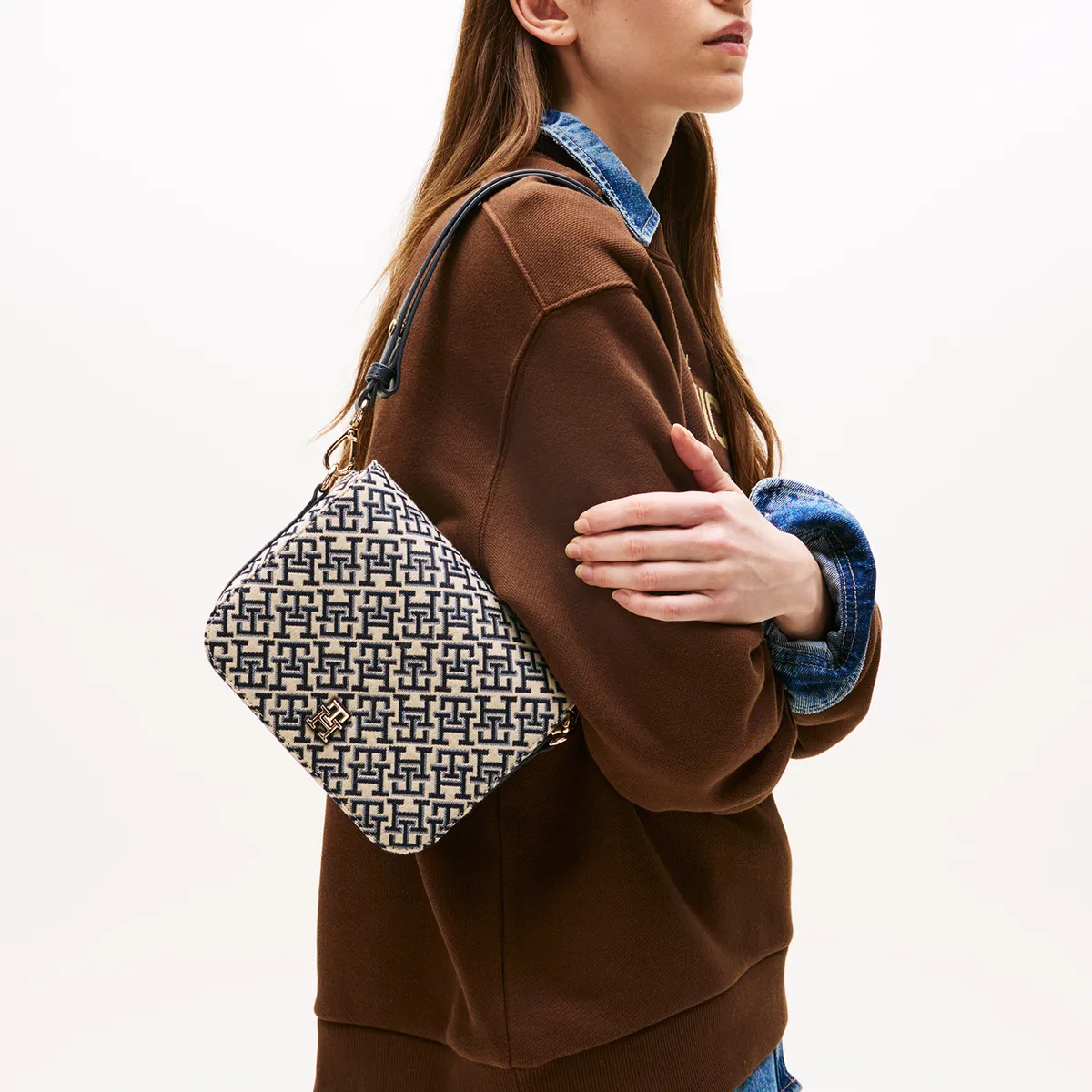 TOMMY HILFIGER - Crossover Jacquard Con Monograman Azul Tommy Hilfiger