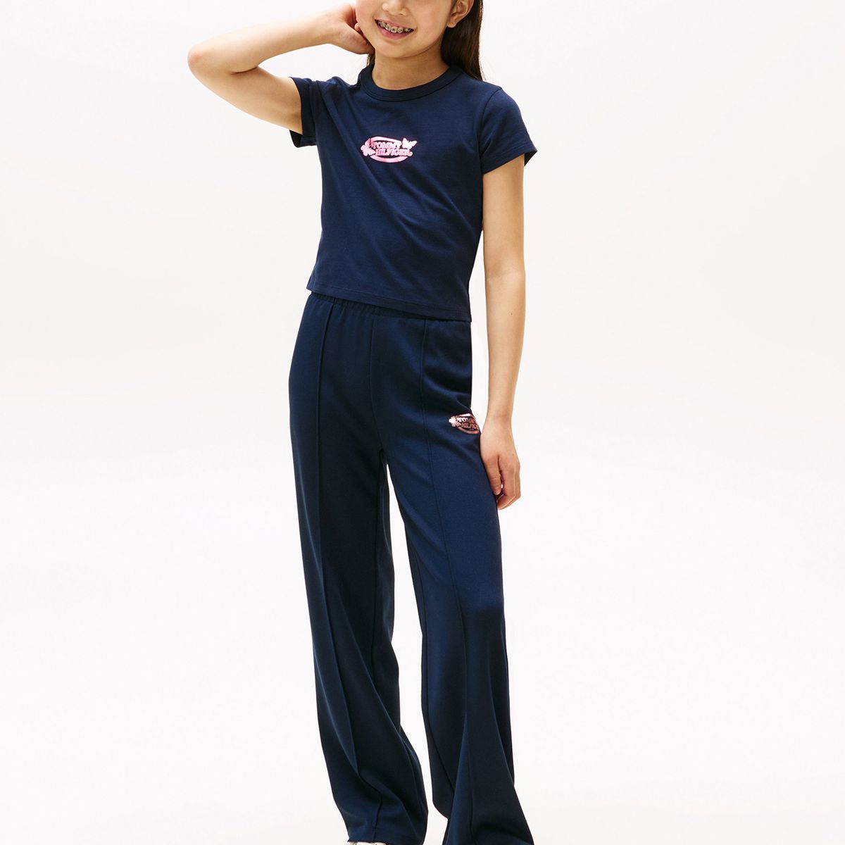 TOMMY HILFIGER - Polera Con Logo Metalizado Azul Tommy Hilfiger