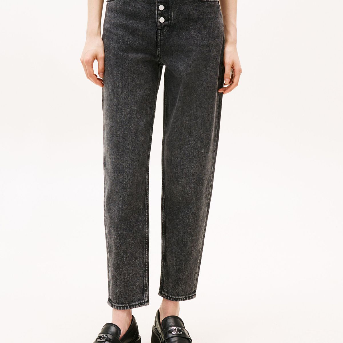 TOMMY HILFIGER - Jeans Mom Tapered Negro Tommy Jeans