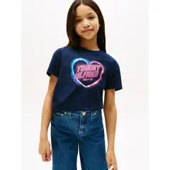 TOMMY HILFIGER - Polera Con Logo Gráfico Azul