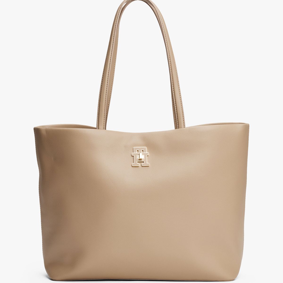 TOMMY HILFIGER - Tote Modern Monogram Logo Beige Tommy Hilfiger