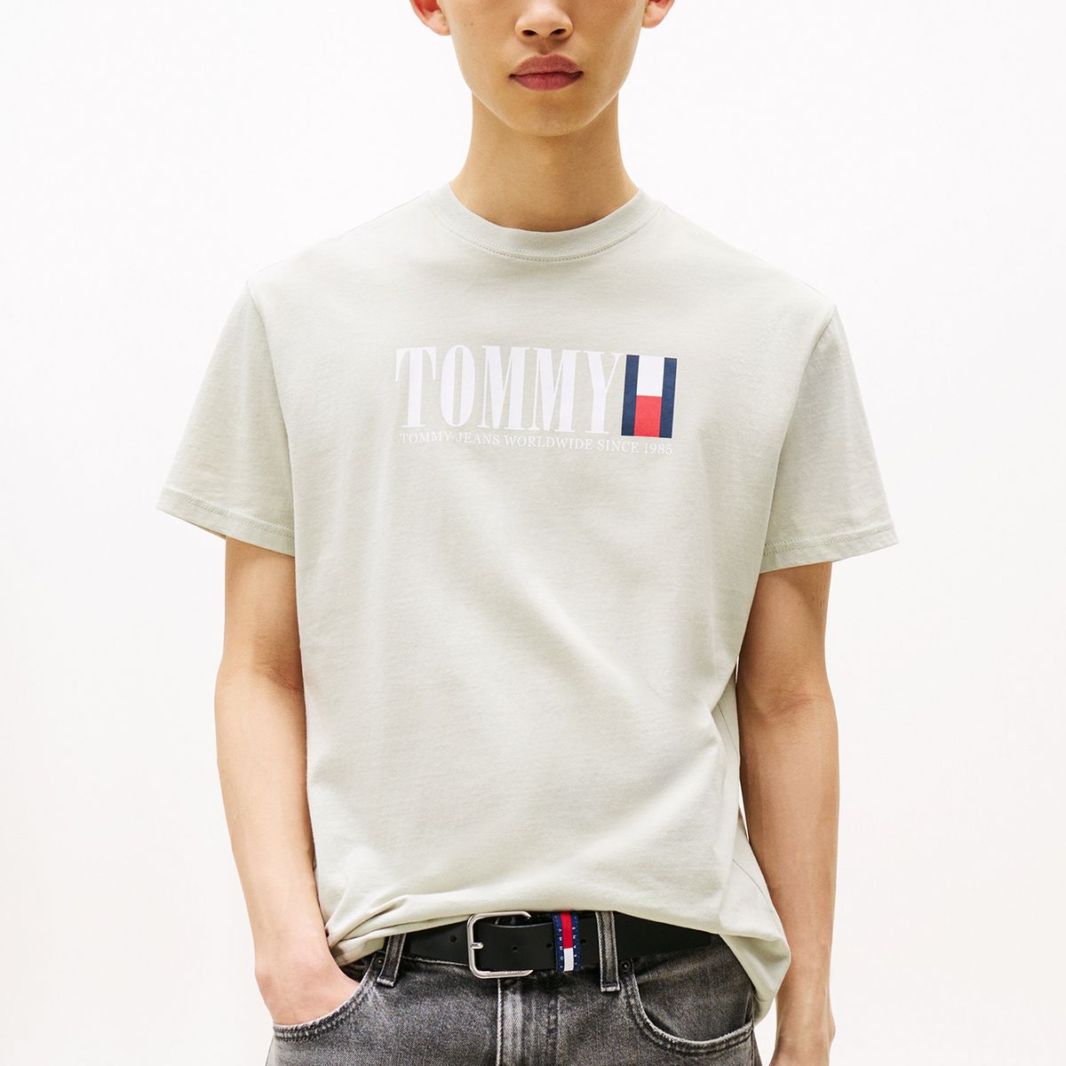 TOMMY HILFIGER - Polera C-Neck Con Logo Verde Tommy Jeans