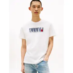 TOMMY HILFIGER - Polera C-Neck Con Logo Blanco Tommy Jeans