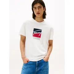 TOMMY HILFIGER - Polera Con Logo Distintivo Blanco Tommy Jeans