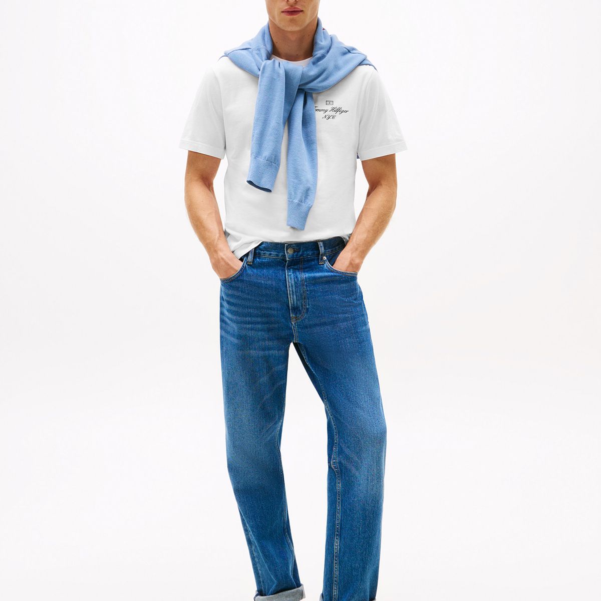TOMMY HILFIGER - Polera Con Logo Flag Nyc Blanco Tommy Hilfiger