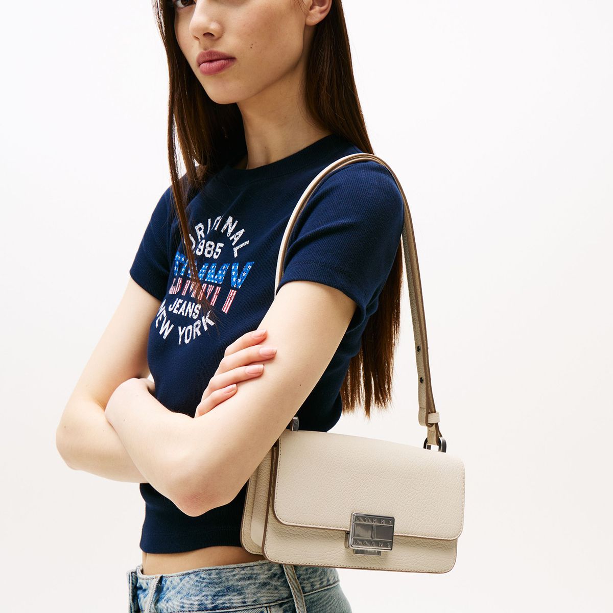 TOMMY HILFIGER - Crossover Crush Con Logo Beige Tommy Jeans