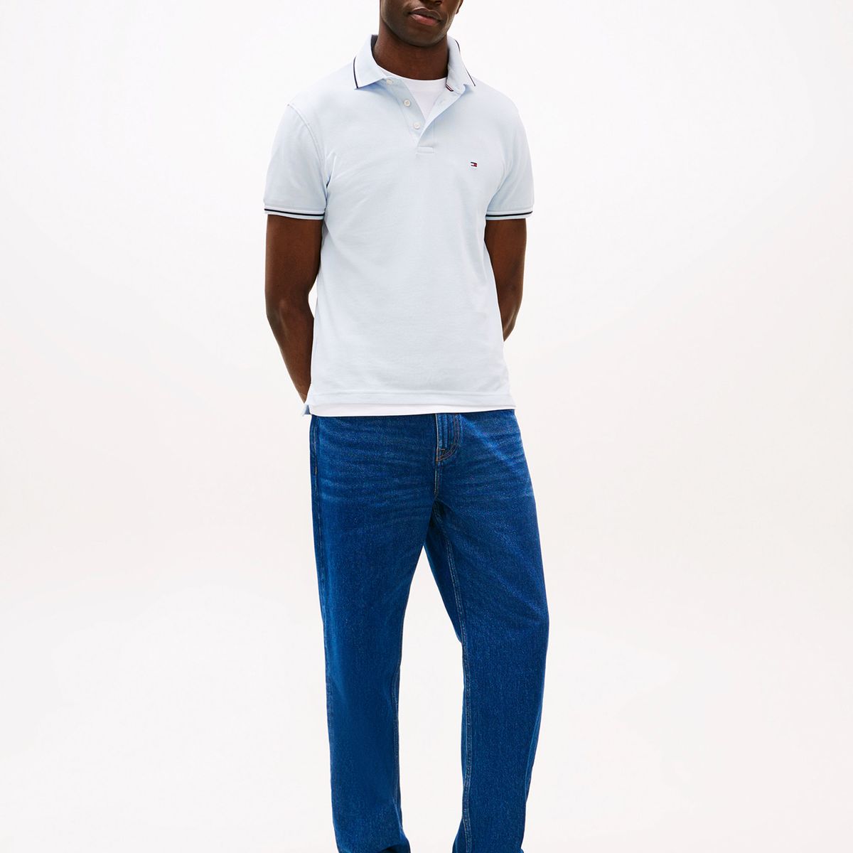 TOMMY HILFIGER - Polo Seasonal Ribeteado Slim Fit Celeste Tommy Hilfiger