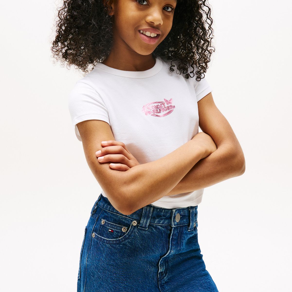 TOMMY HILFIGER - Polera Con Logo Metalizado Blanco Tommy Hilfiger