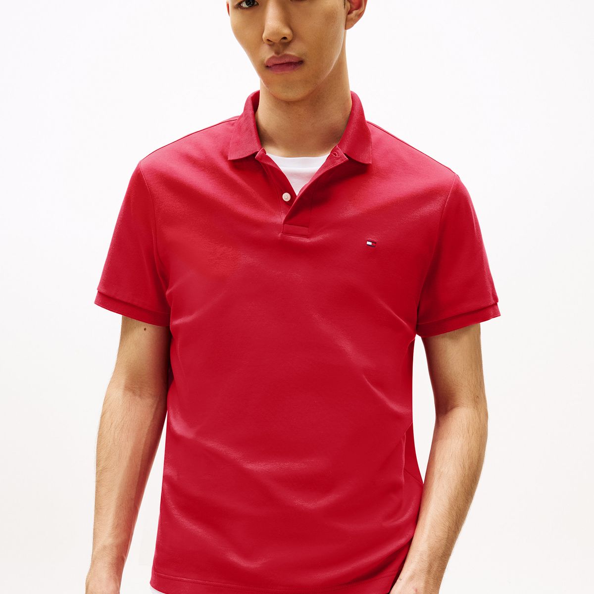 TOMMY HILFIGER - Polo Liquid Cotton Regular Fit Rojo Tommy Hilfiger