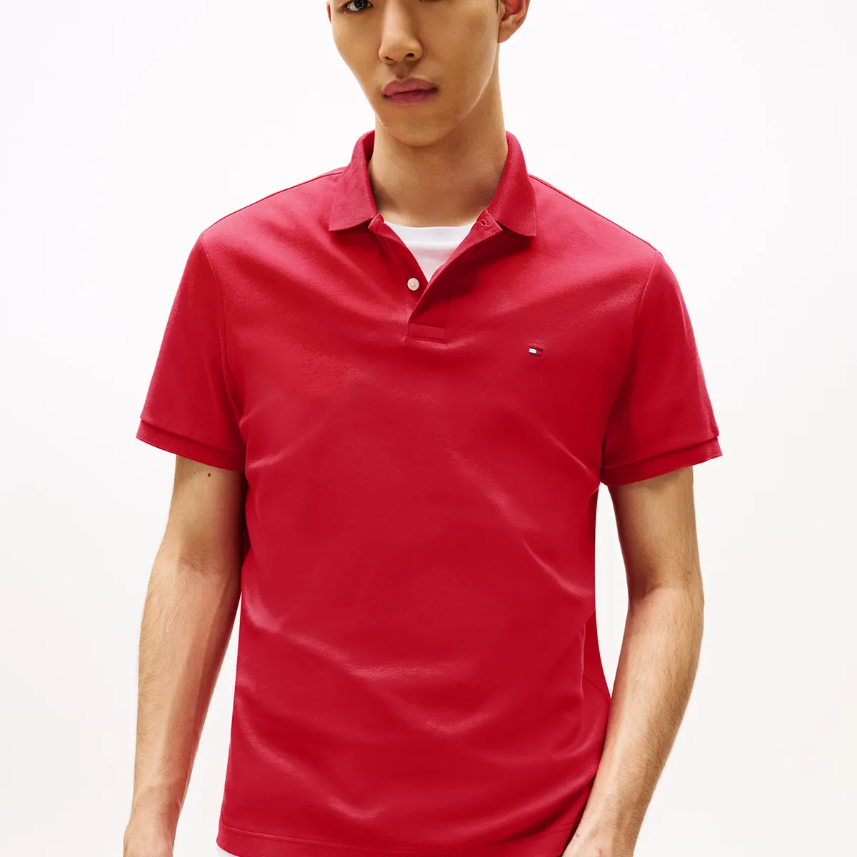TOMMY HILFIGER - Polo Liquid Cotton Regular Fit Rojo Tommy Hilfiger